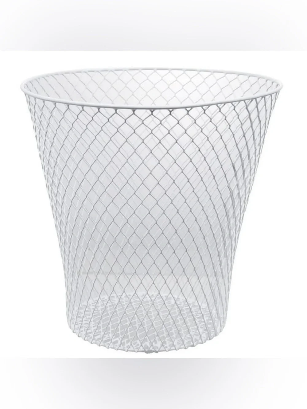 Essentials Wire Mesh Waste Basket (White)